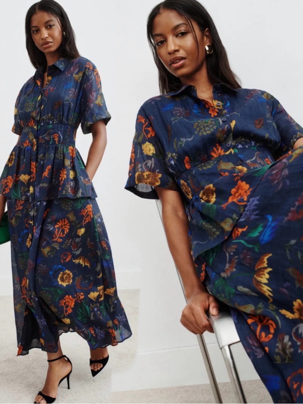 Rosie Assoulin Boogie Woogie Bugle Boy Dress in Dark Floral Sz 12.